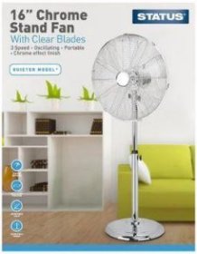 (image for) STATUS CHROME STAND FAN - 3 SPEED SETTINGS - 16""