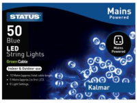 (image for) STATUS XMAS LED 50 STRING LIGHTS BLUE - GREEN CABLE - 8 LIGHT SETTINGS - 10M