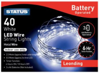 (image for) STATUS XMAS LED WIRE 400 STRING LIGHTS - WHITE - METAL WIRE - INDOOR USE ONLY - 2.5M