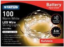 (image for) STATUS XMAS LED 100 WIRE STRING LIGHTS - WARM WHITE - METAL WIRE - INDOOR USE ONLY - 6M