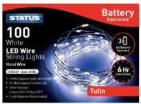 (image for) STATUS XMAS LED 100 WIRE STRING LIGHTS - WHITE - METAL WIRE - INDOOR USE ONLY - 6M