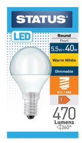 (image for) STATUS LED E14/SES ROUND PEARL WARM WHITE - 5.5W=40W