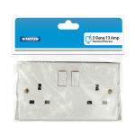 (image for) STATUS 2 GANG WALL SWITCHED SOCKET - WHITE - 13AMP