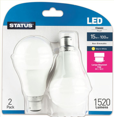 (image for) STATUS LED BC/B22 CLASSIC PEARL WARM WHITE - 15W=100W