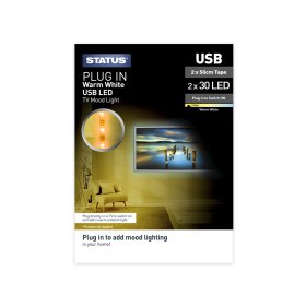(image for) STATUS LED USB - TV MOOD LIGHT- PLUG IN - WARM WHITE - 2X30LED - 2X50CM TAPE
