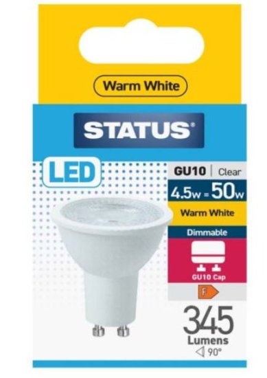 (image for) STATUS LED GU10 CLEAR WARM WHITE - 4.5=50W