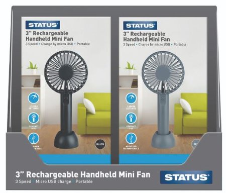 (image for) STATUS RECHARGABLE HAND HELD MINI FAN - BLACK/GREY - 3\"\"