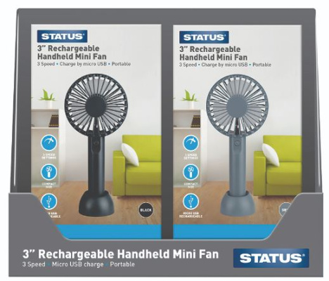 (image for) STATUS RECHARGABLE HAND HELD MINI FAN - BLACK/GREY - 3\"\"