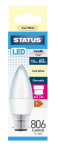 (image for) STATUS LED B22/BC CANDLE PEARL COOL WHITE - 7.5W=60W