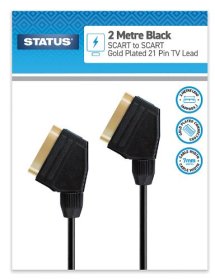 (image for) STATUS LED PIN SCART GOLD PLATED CONNECTORS - CABLE 7MM - BLACK - 2M