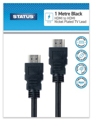 (image for) STATUS HDMI TO HDMI NICKEL PLATED TV LEAD - CABLE 6MM - BLACK - 1M
