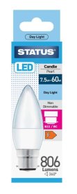 (image for) STATUS LED B22/BC CANDLE PEARL DAY LIGHT - 8W=60W