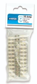 (image for) STATUS TERMINAL BLOCK - CLEAR - 3 PACK - 12 BLOCKS PER STRIP - 15AMP