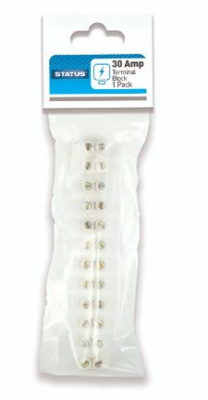 (image for) STATUS TERMINAL BLOCK - CLEAR - 1 PACK - 12 BLOCKS PER STRIP - 30AMP