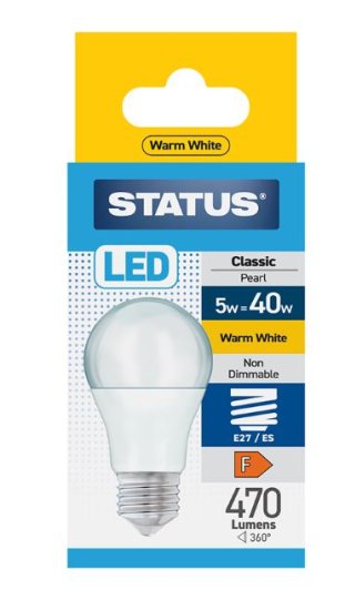 (image for) STATUS LED E27/ES CLASSIC PEARL WARM WHITE - 6W=40W