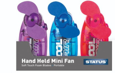 (image for) STATUS HAND HELD MINI FAN - ASSOTED COLOURS - WITH BATTERIES - 2.5""