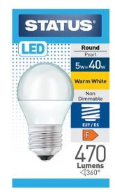 (image for) STATUS LED E27/ES ROUND PEARL WARM WHITE - 5W=40W
