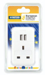 (image for) STATUS EUROPEAN TRAVEL ADAPTOR - 2 X USB PORT - WHITE