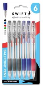 (image for) Swift Retractable Ballpoint Pens Assorted - 6S