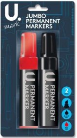 (image for) U.Jumbo Permanent Markers Red & Black - 2S