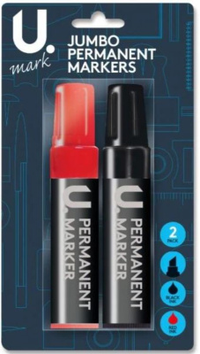 (image for) U.Jumbo Permanent Markers Red & Black - 2S