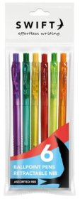 (image for) Swift Colourful Retractable Ballpoint Pens - 6S