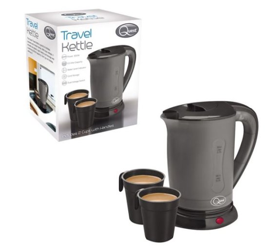 (image for) QUEST TRAVEL KETTLE+2CUPS BLK