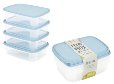 (image for) CLEAR RECT FOOD BOX+LID AST 4S