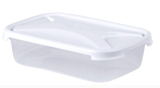 (image for) CLEAR RECT FOOD BOX+LID WHITE