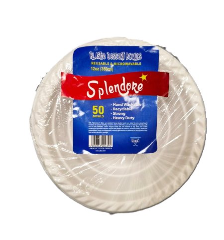 (image for) SPLENDORE PLASTIC DESSERT BOWLS WHITE 50S - 12OZ/350ML