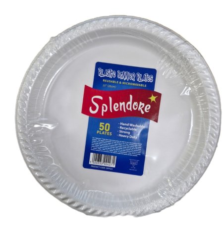(image for) SPLENDORE WHITE PLASTIC DINNER PLATES 10X50 - 50S - 10\"\"/26CM