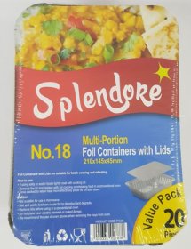 (image for) SPLENDORE MULTI-PORTION FOIL CONTAINERS WITH LIDS 210X145X45MM 20S - NO:18