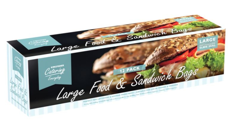 (image for) KINGFISHER RESEALABLE SLIDE PLASTIC FOOD BAGS LARGE 12S