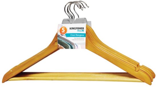(image for) KINGFISHER WOODEN COAT HANGERS 5S