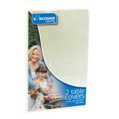 (image for) KINGFISHER WHITE PLASTIC TABLE COVERS 2S
