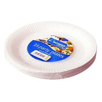 (image for) KINGFISHER WHITE PAPER DISPOSABLE PLATES 9\"\" 25S