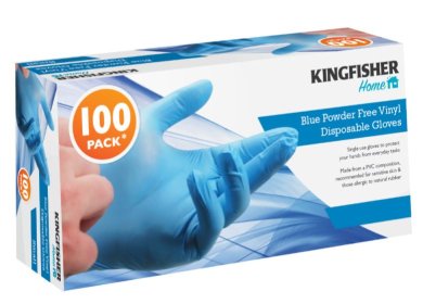 (image for) KINGFISHER BLUE VINYL GLOVES MEDIUM