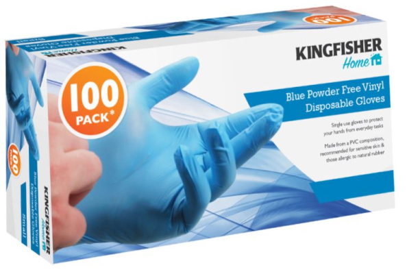 (image for) KINGFISHER VINYL GLOVES POWDER FREE SMALL PK100