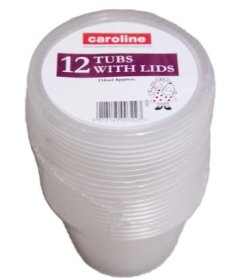(image for) Caroline Round Plastic Tubs with Lids 12S- 4oz