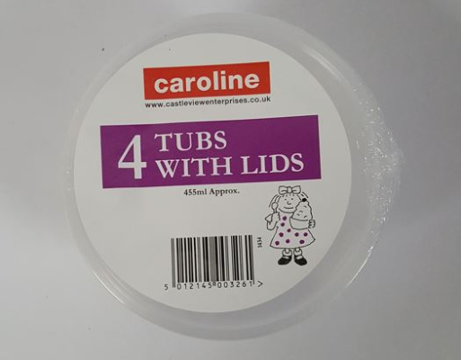 (image for) Caroline Round Plastic Tubs with Lids 4S- 16oz