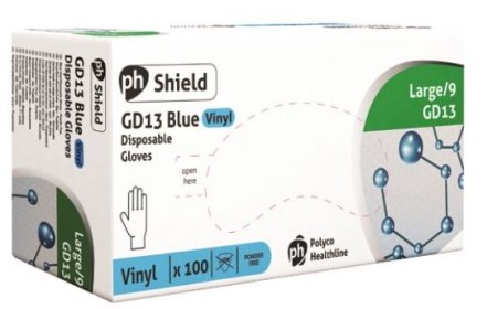 (image for) Vinyl Disposable Gloves Blue Ph shield/9GD13-LARGE