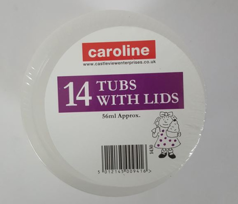 (image for) Caroline Round Plastic Tubs with Lids 14S- 2oz
