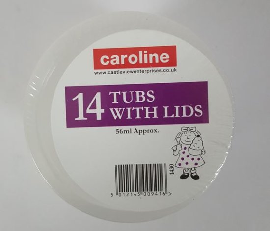 (image for) Caroline Round Plastic Tubs with Lids 14S- 2oz