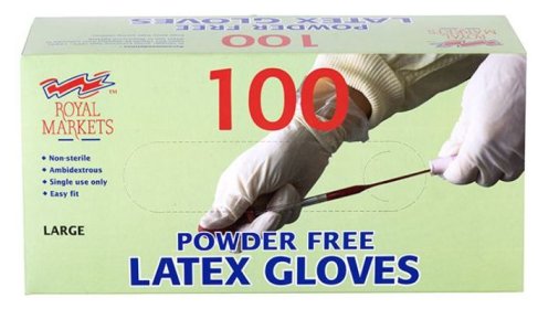 (image for) Royal Markets Latex Disposable Gloves PowderedFree- Large