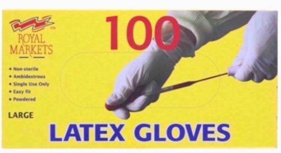 (image for) Royal Markets Latex Disposable Gloves- Large