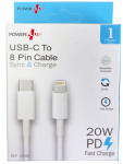 (image for) POWER PLUS USB C TO 8 PIN CABLE 20W - 1M