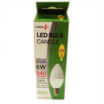 (image for) POWER PLUS LED CANDLE WARM LIGHT 6W - 504 LUMENS