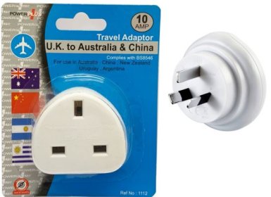 (image for) POWER PLUS TRAVEL ADAPTOR UK TO AUSTRALIA & CHINA - 10AMP