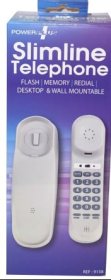 (image for) POWER PLUS SLIMLINE TELEPHONE WHITE - FLASH/MEMORY/REDIAL/DESKTOP & WALL MOUNTABLE