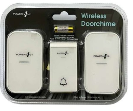 (image for) POWER PLUS WIRELESS DOORCHIME - PLUG IN TYPE - WHITE - TWIN PACK - 220V